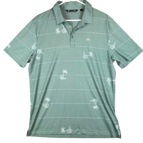TravisMathew Other - TravisMathew Mens XL Sage Green Palm Tree Striped Pima Cotton Blend Polo Shirt